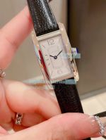 Replica Cartier Tank  Americaine Watch  Stainless Steel Case White Dial Black Leather Strap 36mm